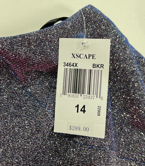 Xscape NWT Iridescent Glitter Maxi Gown Formal Dress Spaghetti Strap Size 14