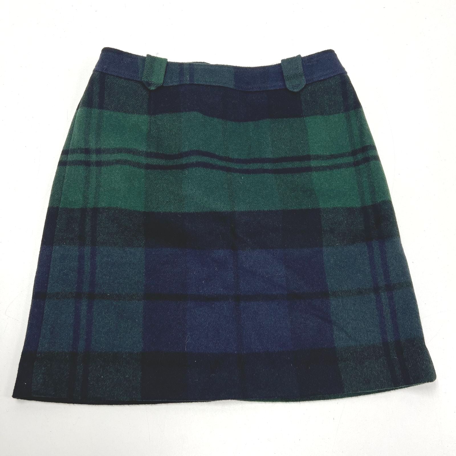NWT Talbots Green Blue Black Watch Plaid Wool Blend A-Line Skirt Women's Size 8