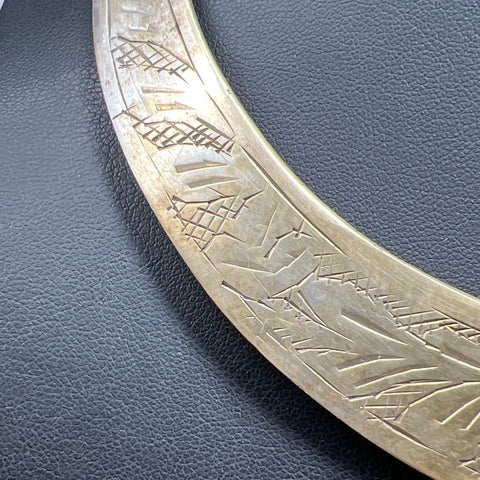 Vintage Brass Made in India Engraved Cuff Necklace