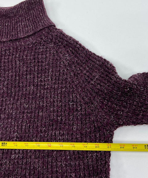 Free People Purple Tweedy Dylan Chunky Knit Turtleneck Sweater Women's S