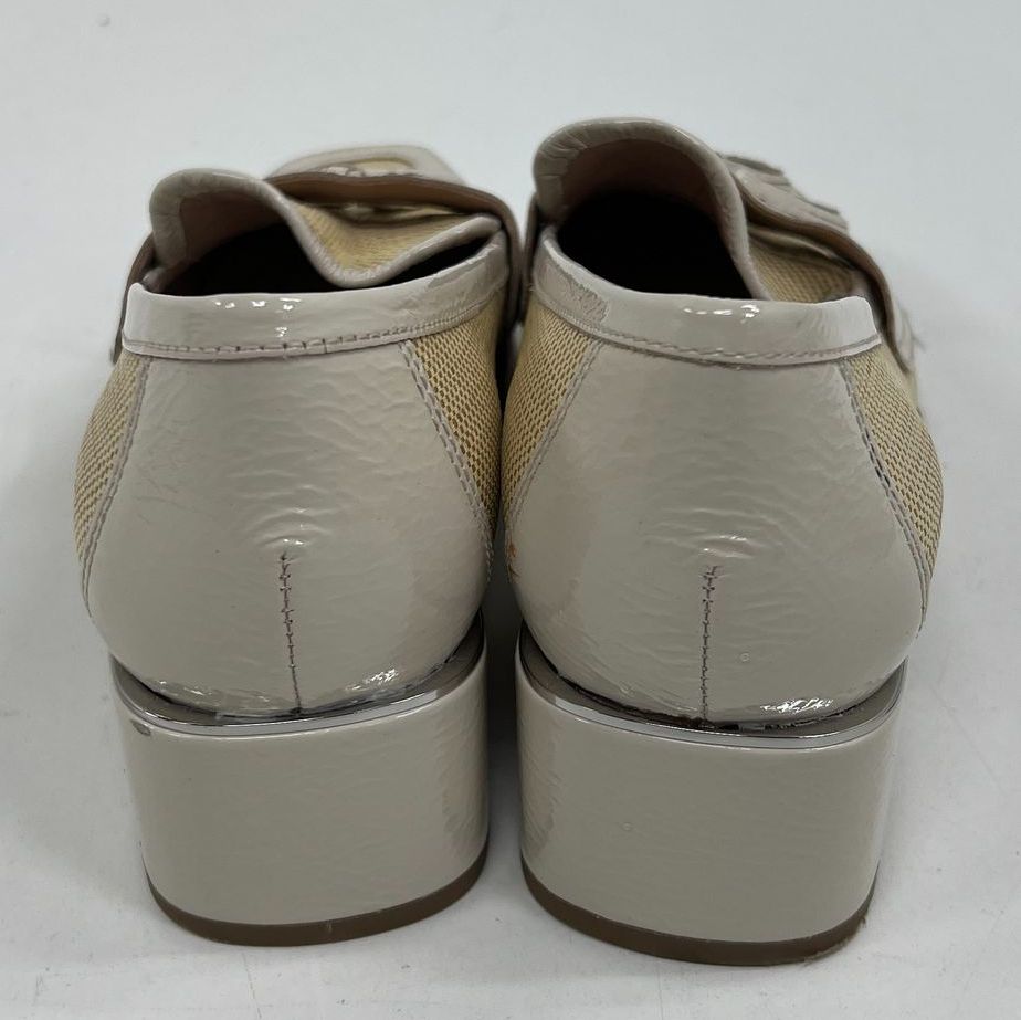 Donald Pliner Natural Woven Tassel Block Heel Loafers Womens Size 10