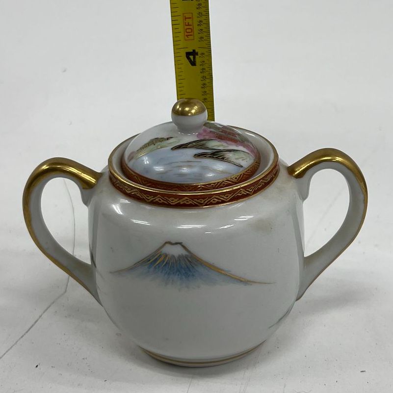 Vintage Kutani Japanese Porcelain Tea Set Hand Painted Gold Gilt 8 pc