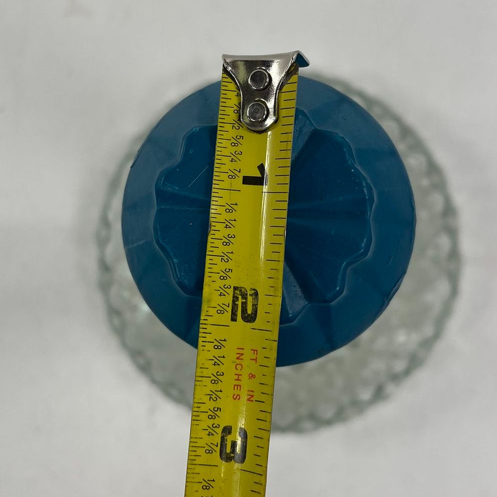 Vintage Pressed Glass Pineapple Decanter Blue Stopper 11.5" Clear Mid-Century