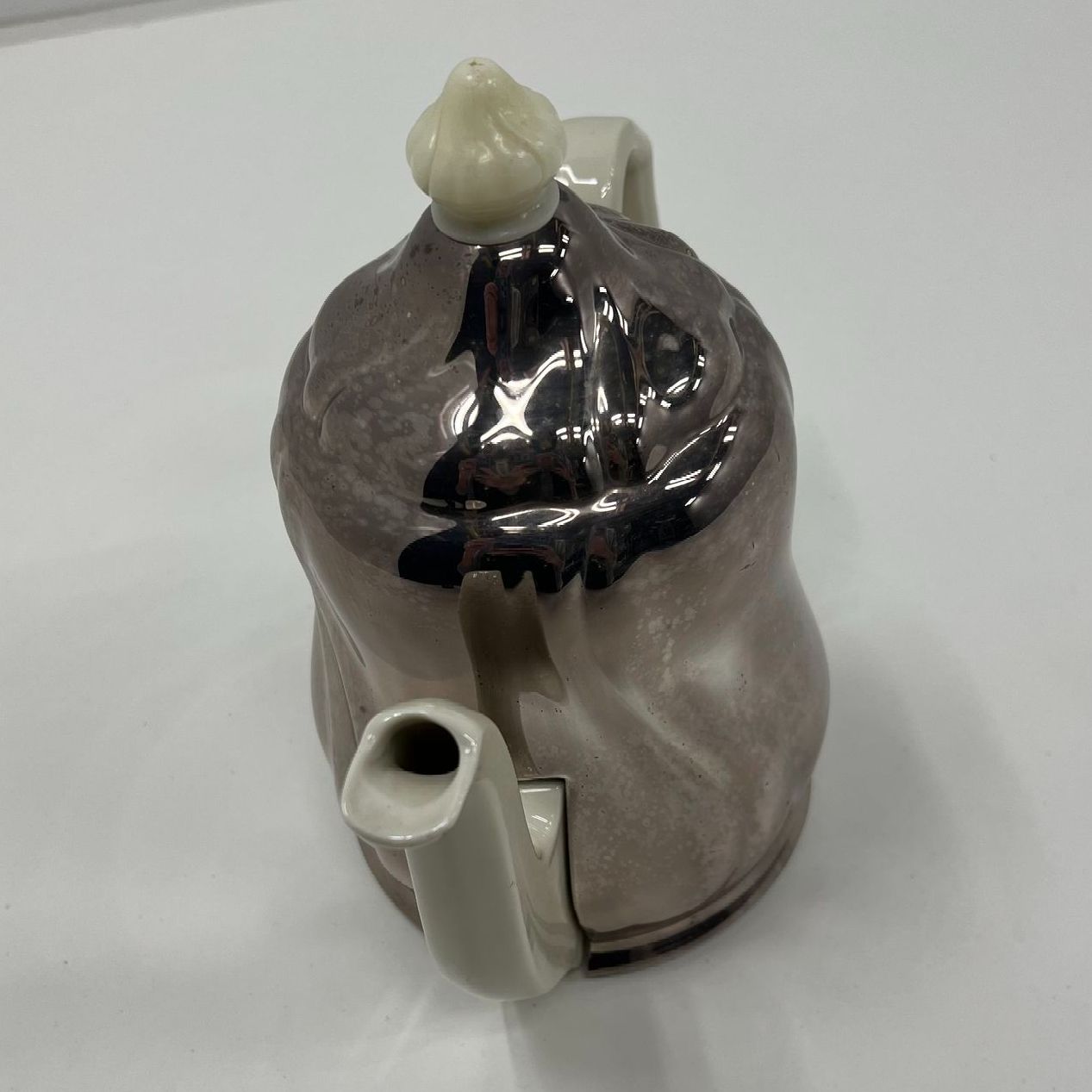Vintage Porcelain Teapot with Insulated Silverplated Metal Cover
