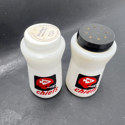 Vintage Durkee Kansas City Chiefs NFL Glass Salt & Pepper Shakers 1960s