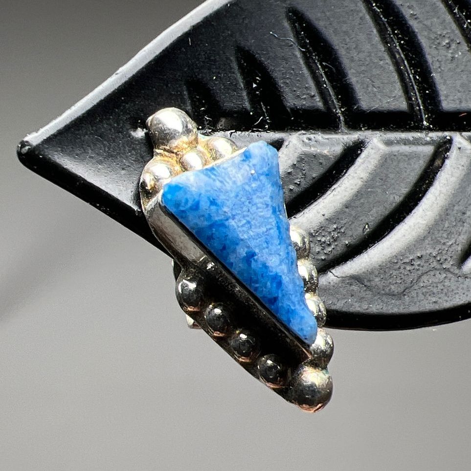 Sterling Silver Triangle Blue Turquoise Earrings 1.24g