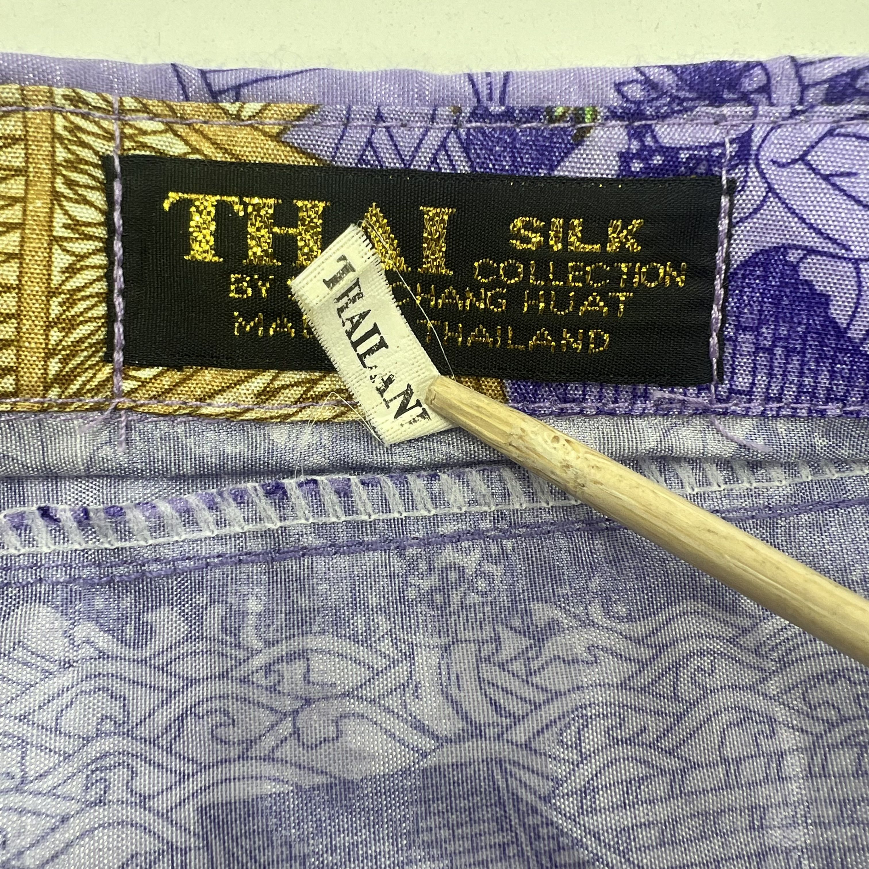 Thai by Siew Chang Huat Silk Collection Purple Button Up Shirt Size Large