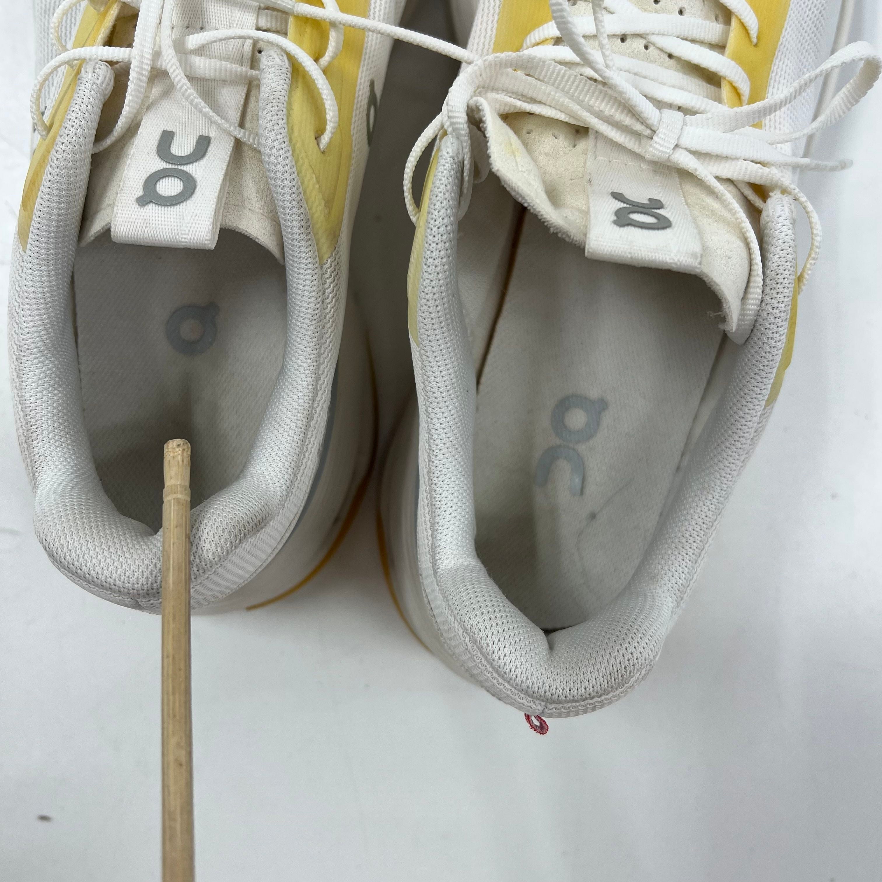 On Cloudnova White Yellow Gum Sole Running Sneakers Women's Size 7.5