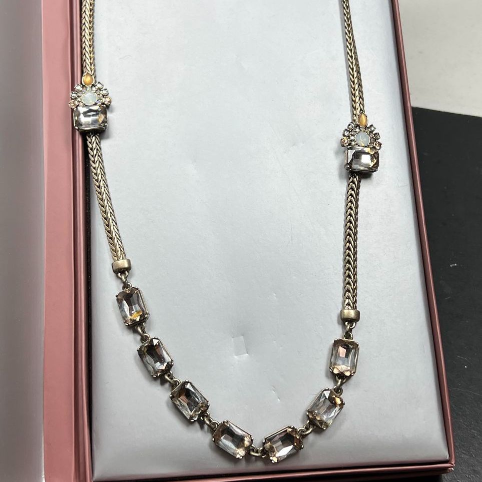 LOFT Guiliana Rancic Suzanna Dai Gold Tone Crystal Statement Necklace In Box