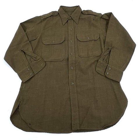 Vintage 50s Military Issue Wool Field Shirt Button Up Olive Drab Sz M