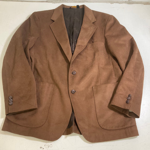 Vintage 70s Farah Brown Faux Suede Two Button Blazer Suit Jacket Mens 42