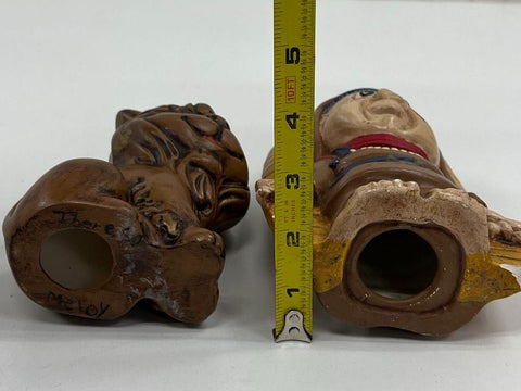 Vintage Ceramic Lion Figurines & Wall Plaque Lot of 3 Hand Painted 1970s