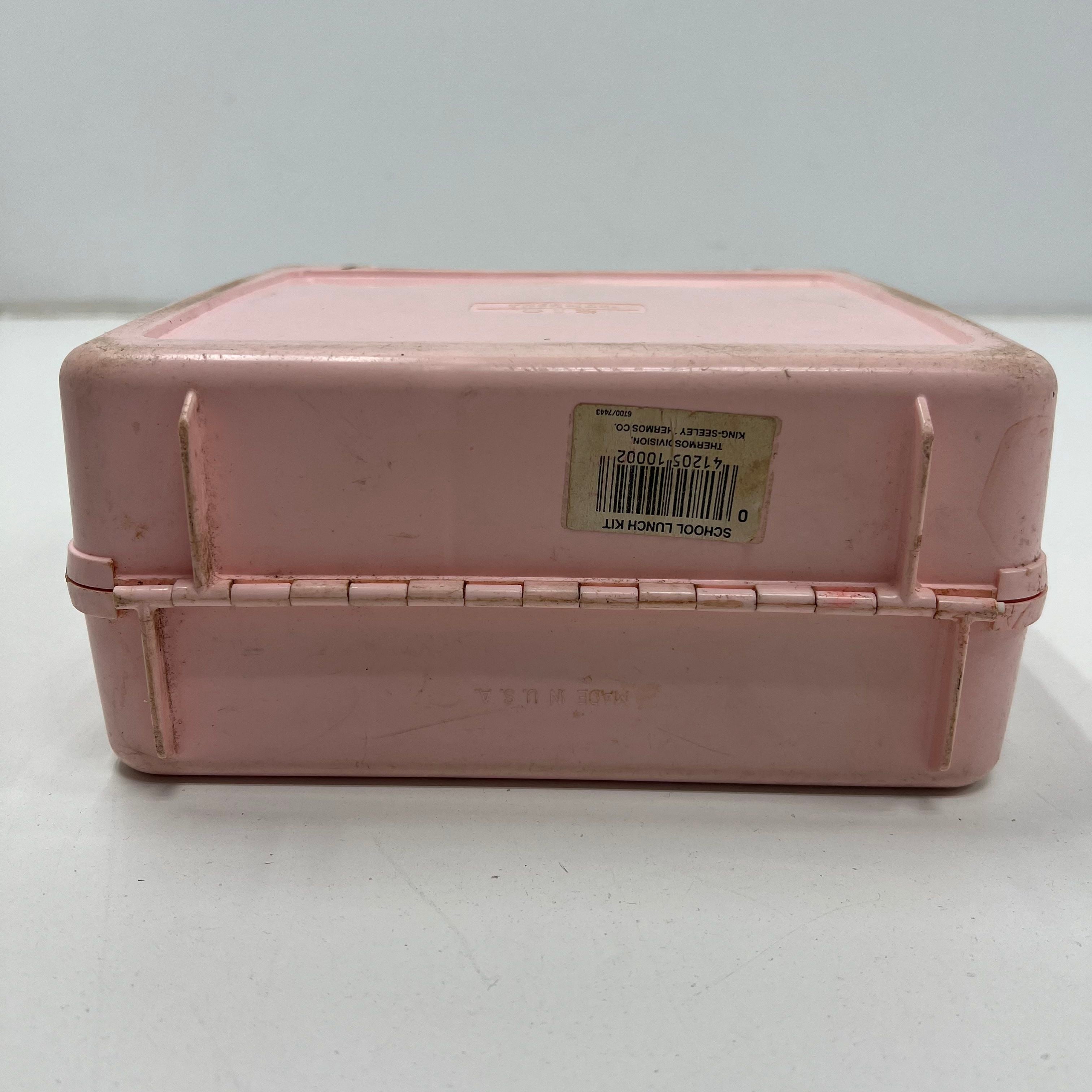 Vintage 80s Thermos Smurfette Pink Plastic Lunchbox with Yellow Smurf Thermos