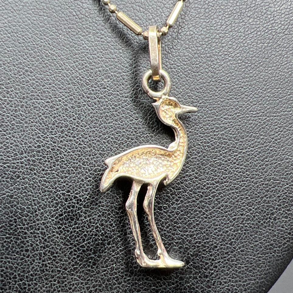 925 Sterling Silver Ostrich Bird Pendant Necklace 5.29g