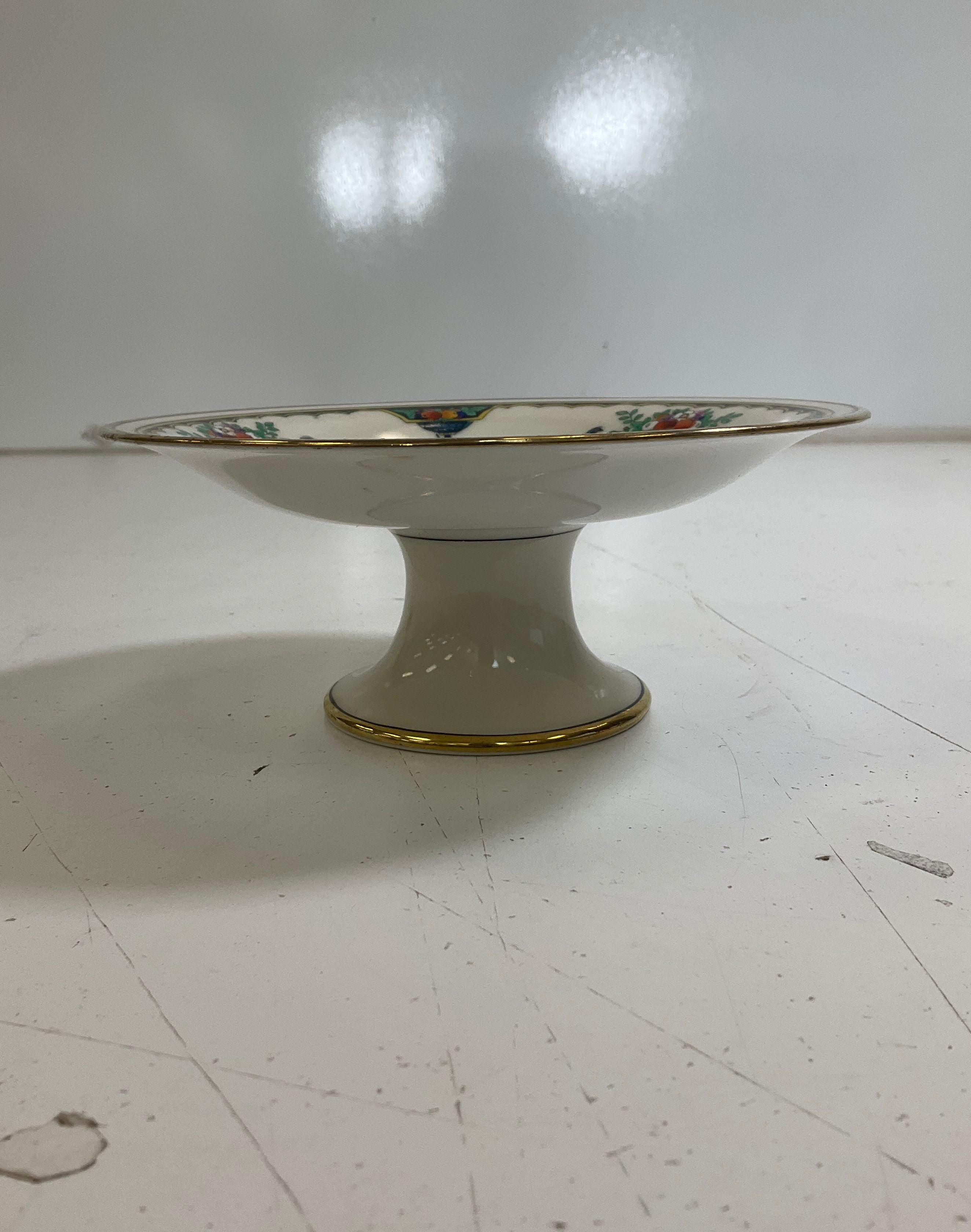 Vintage Noritake Pedestal Plate Hand Painted Birds Gold Trim 7" Made in Japan