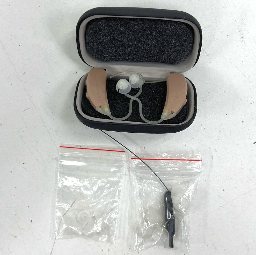 Hearing Assist Rechargeable BTE Hearing Aids Pair with Dryer Case & Chargers