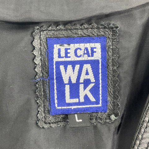 Vintage 90s Le Caf Walk Black Leather Biker Western Vest Men's L