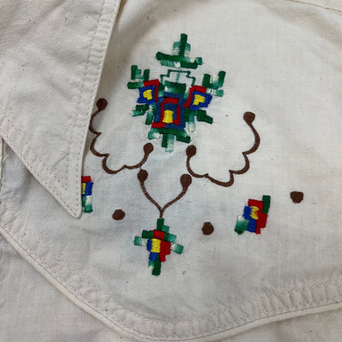 Vintage 90s Madman Cream Embroidered Western Button Up Shirt Men's XL