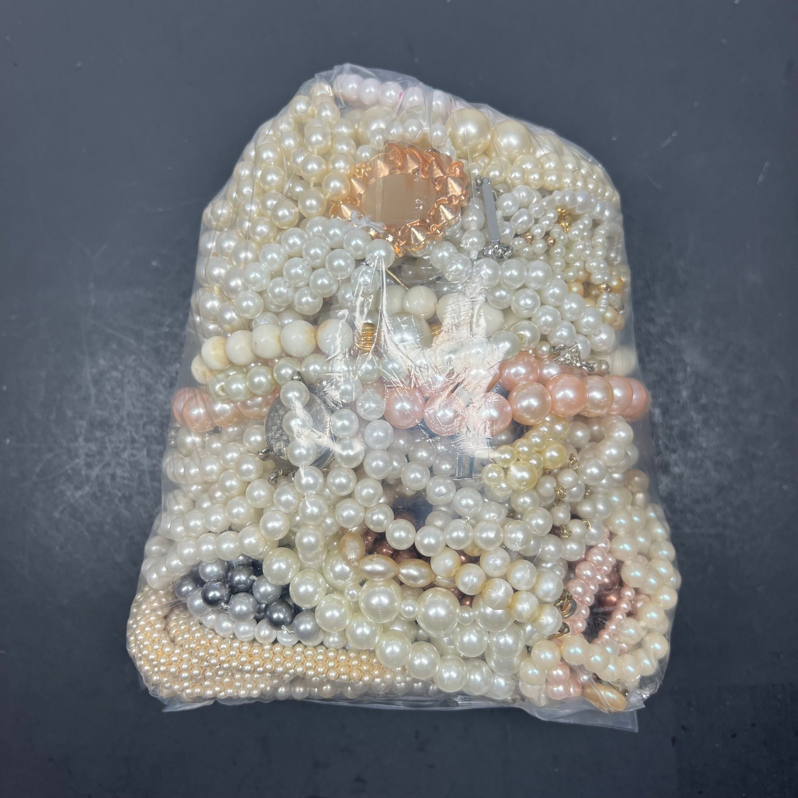 3LB+ Lot of Faux Pearl Jewelry Necklaces Bracelets Styles Vary