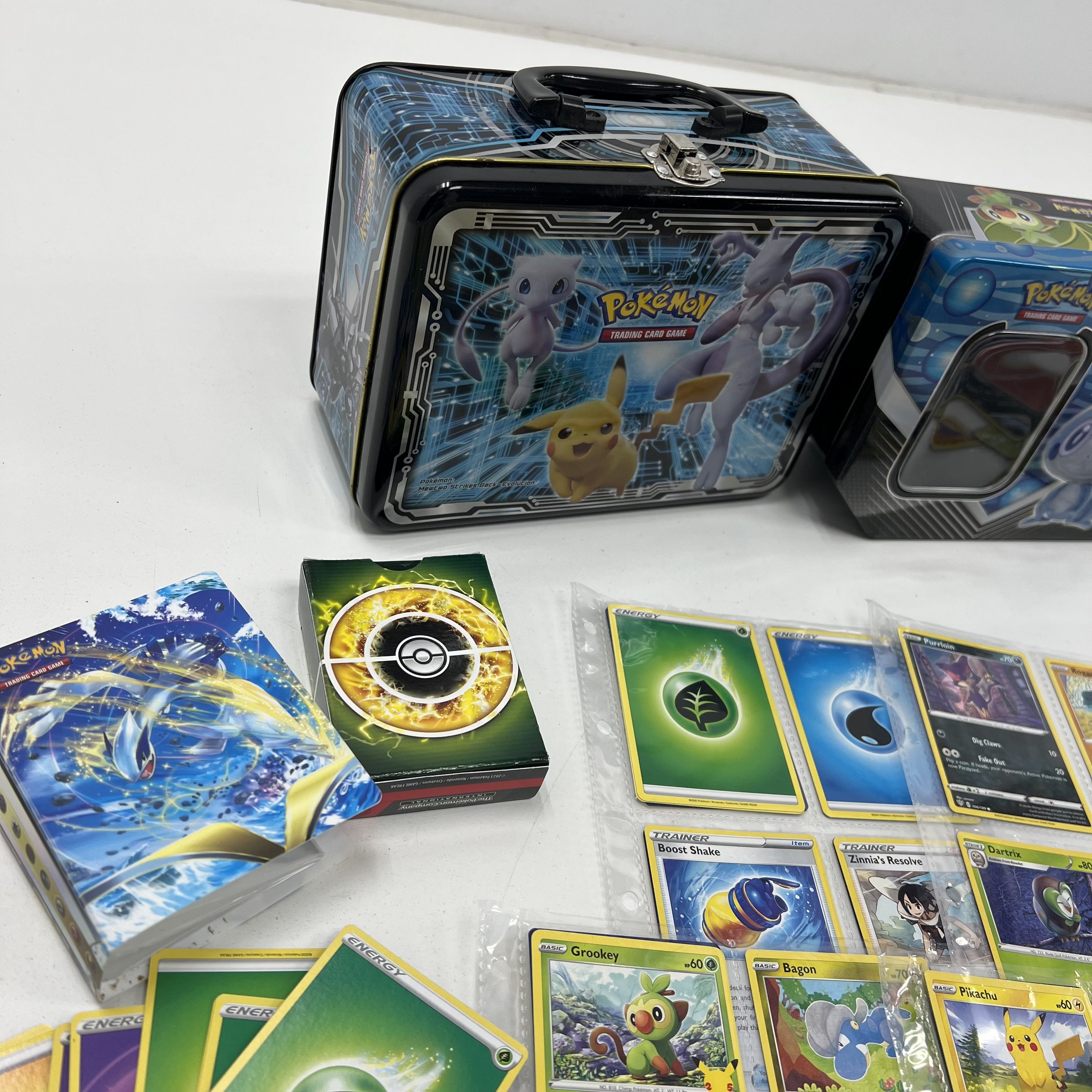 Pokemon Card Lot Modern Holo Hoopa V with 2 Tins Collector Chest & Binder