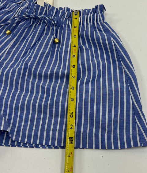 Kivari NWT Elara Ocean Stripe Cotton Linen Paperbag Shorts Women's S/8