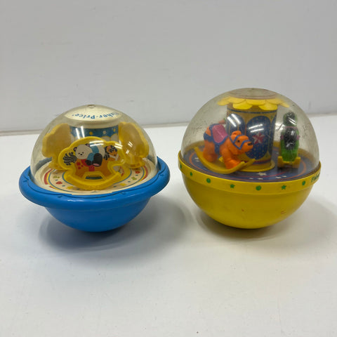 Vintage Fisher-Price Toy Lot Music Box Roll-A-Round Activity Center 70s-90s