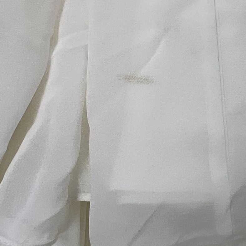 Women's Jenny Yoo White Sleeveless Wedding Dress Layered Look Short Train Size 8