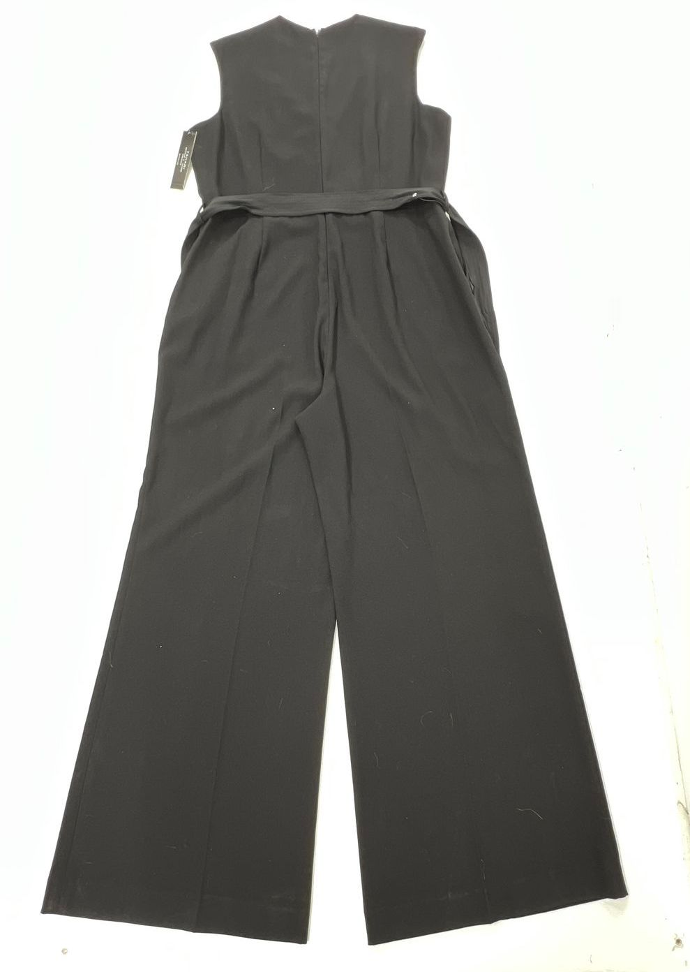 Tahari Black NWT Wide Leg Sleeveless Belted Jumpsuit Women's Size 16