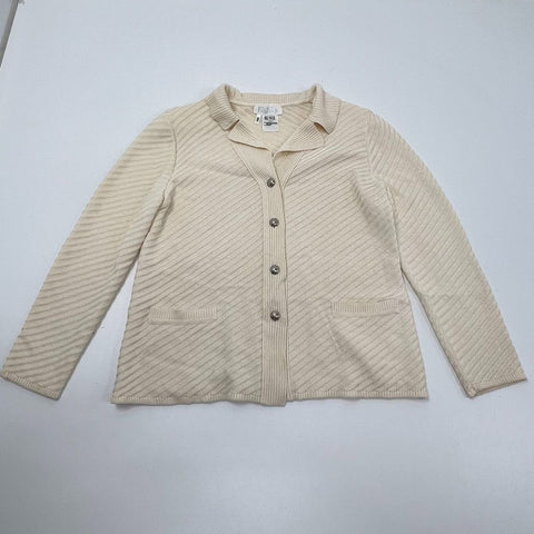 Vintage 90s Escada Margaretha Ley Cream Wool Ribbed Cardigan Sweater Womens 40