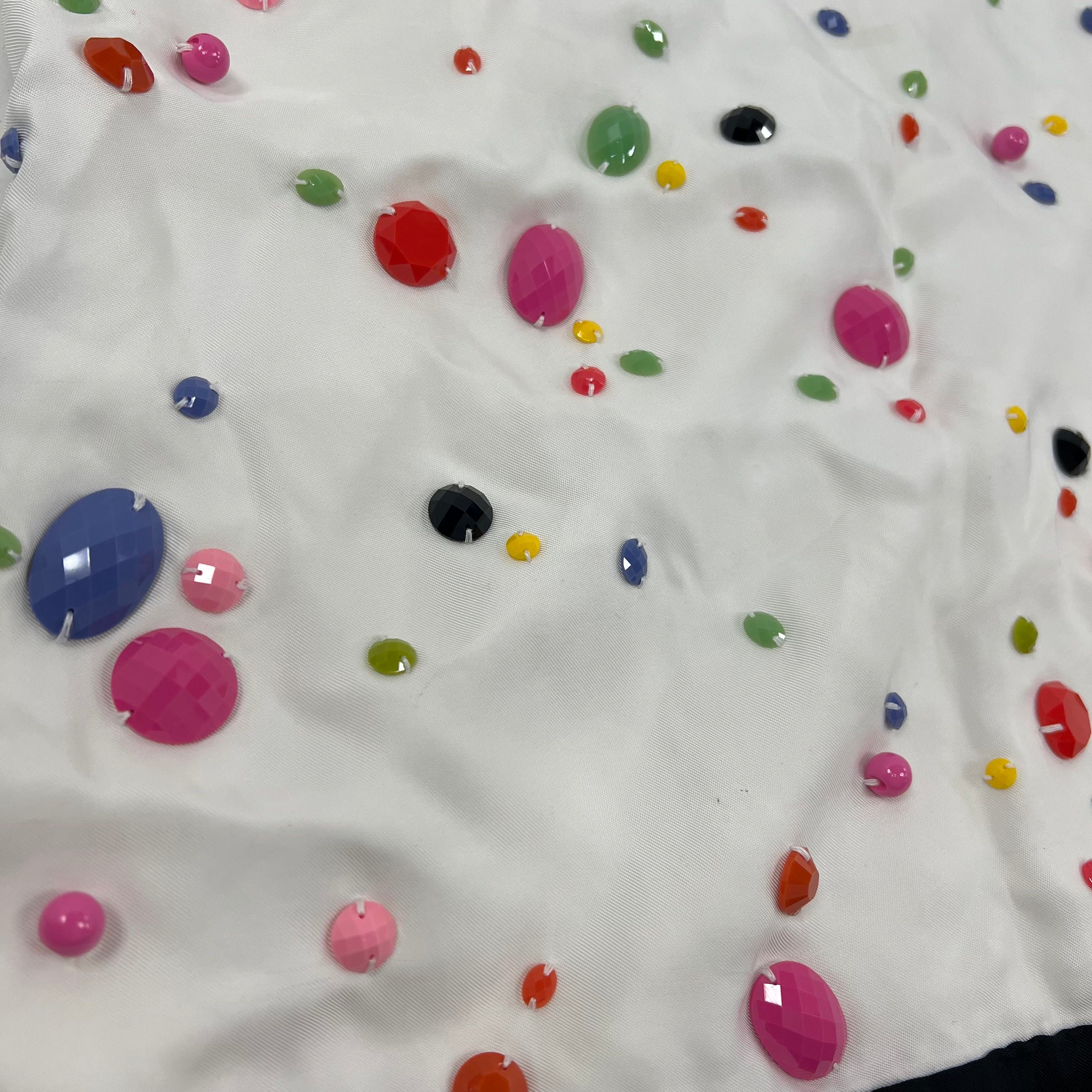 Kate Spade White Embellished Collared Sleeveless Blouse Size 2