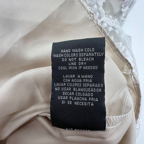 NWT Gabby Skye White Tan Embroidered Floral Lace Overlay A-Line Dress Women's 6