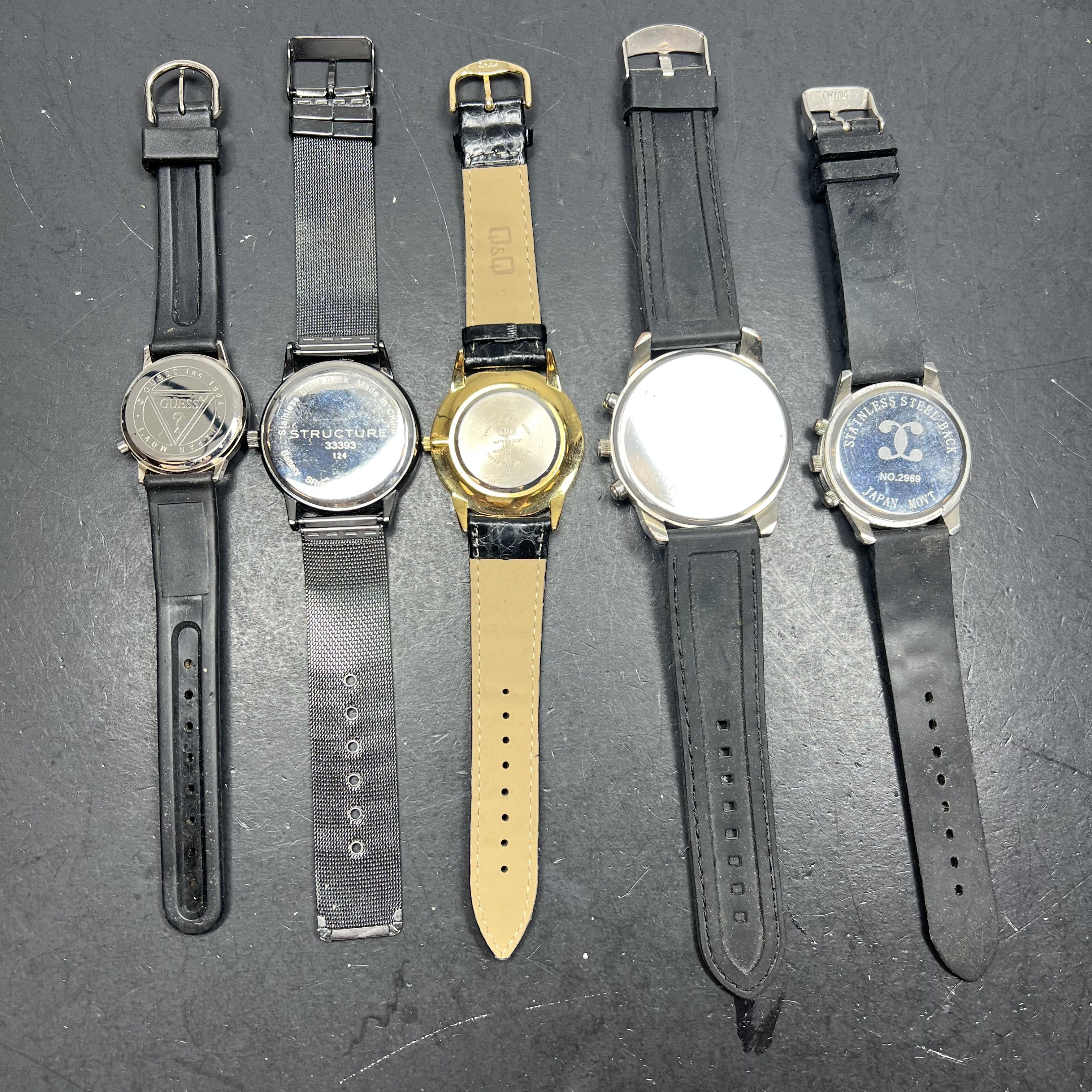 Women's Analog Watches Lot Guess Structure Q&Q Carbon Element Quartz Black READ