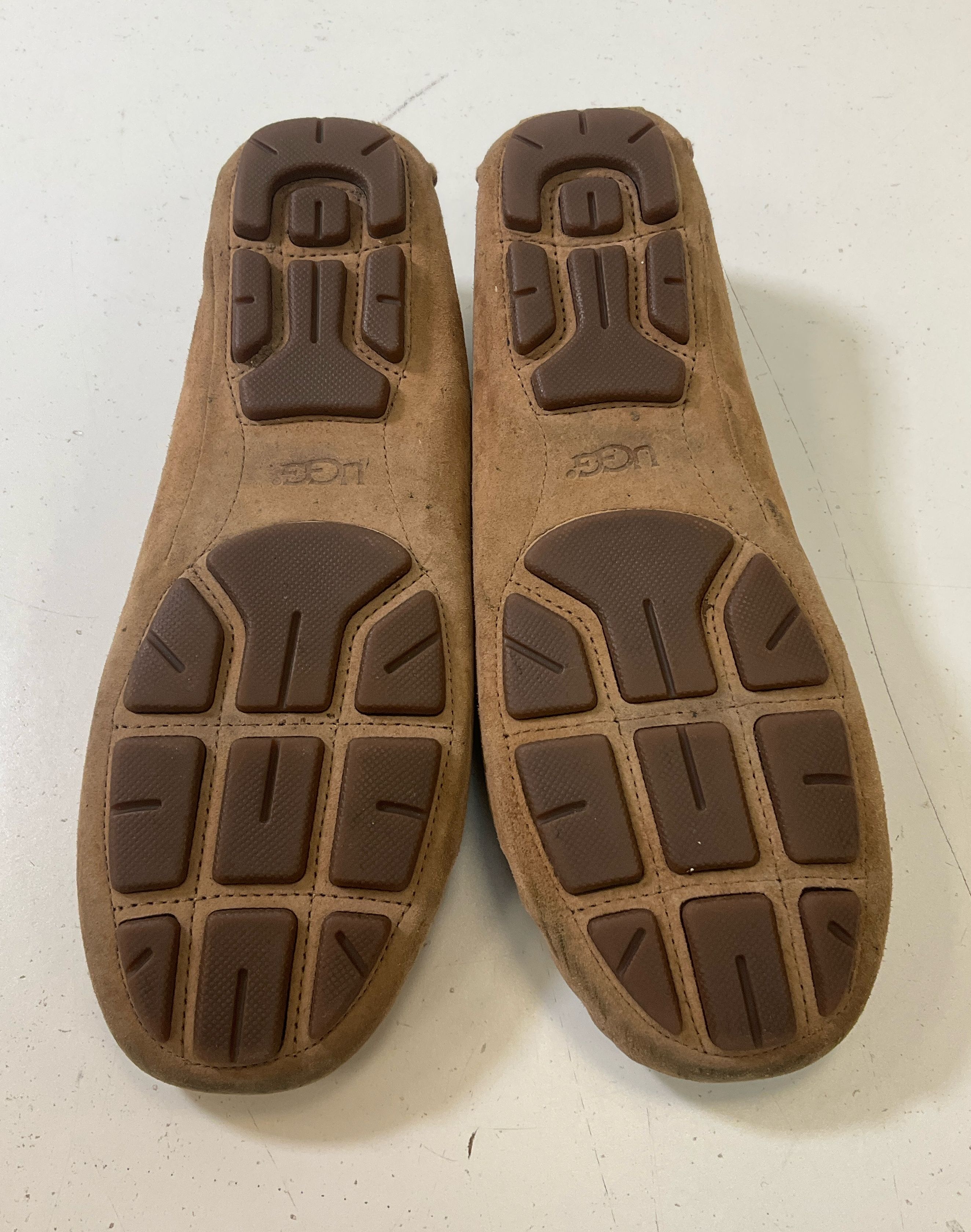 UGG Australia Brown Suede Roni Moccasin Loafer w Sherpa Inserts Women's Sz 10