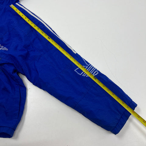Vintage 90s Adidas Blue Trefoil Logo Hooded Windbreaker Jacket Men's XL