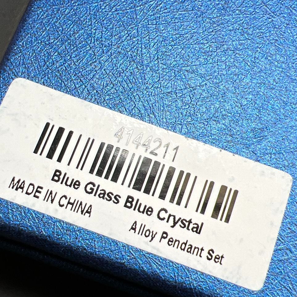 Blue Glass Blue Crystal Necklace IOB