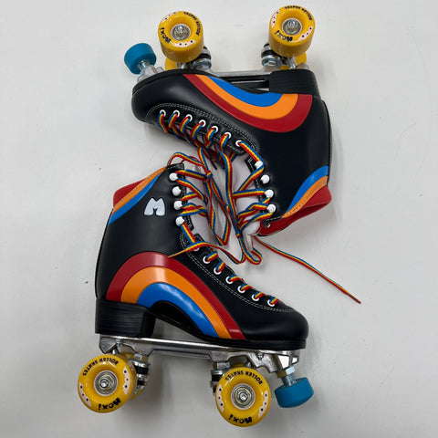 Moxi Rainbow Rider Black Rainbow Quad Roller Skates Size 6