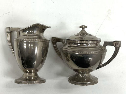 Universal Silver Plate Holloware Lot 7 Pcs Coffee Pot Creamers Sugar Bowls