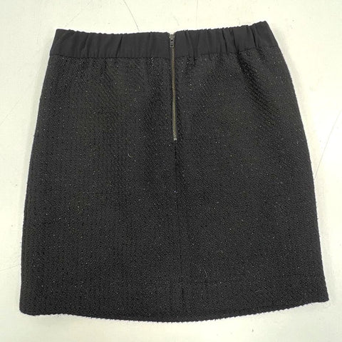 NWT Loft Black Sparkle Tweed Metallic Pull On Mini Skirt Women's S
