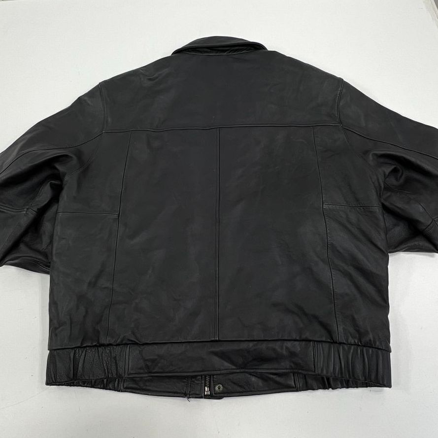 Vintage 90s Leather USA Black Genuine Leather Bomber Jacket Men's Size L