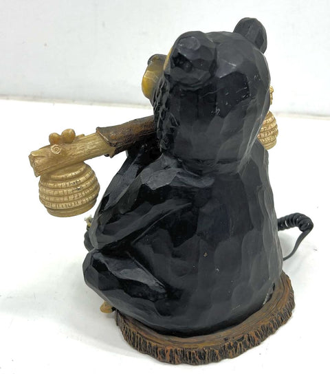 Collections Etc Black Bear Novelty Telephone Push Button Rustic Cabin Decor