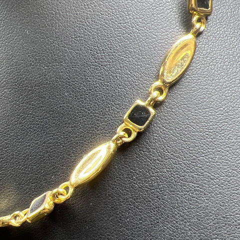 Worthington Gold Tone Black Enamel Necklace and Earrings Set