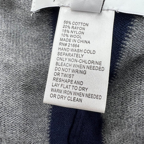 NWT Foxcroft Gray Blue Colorblock Windowpane Knit Wool Blend Shawl Poncho Women