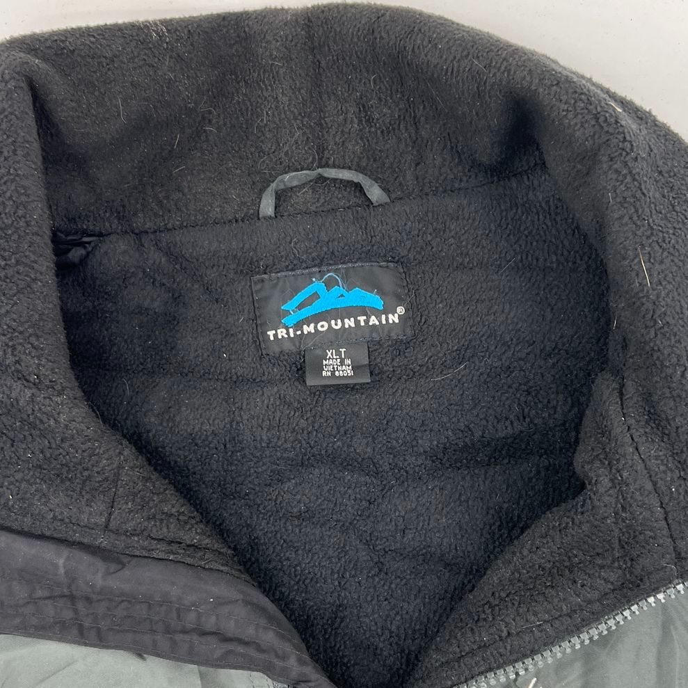 Vintage 90s Tri Mountain Gray Fleece Lined Bomber Work Jacket Mens XL Tall