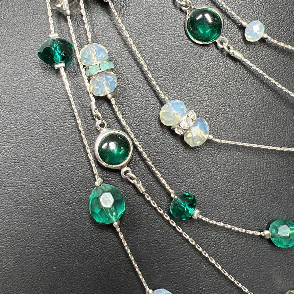 WHBM Multifaceted Green Beaded Multi-strand Necklace