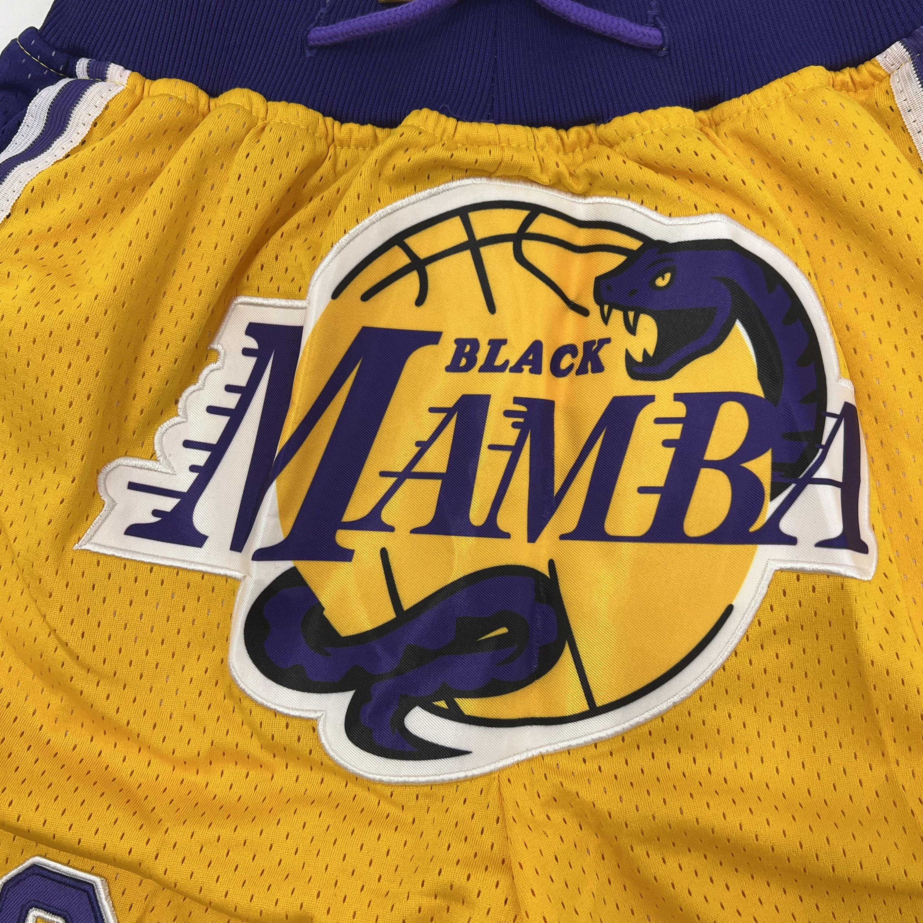 Unbranded Black Mamba Lakers Tribute Mesh Basketball Shorts Yellow Purple Men's