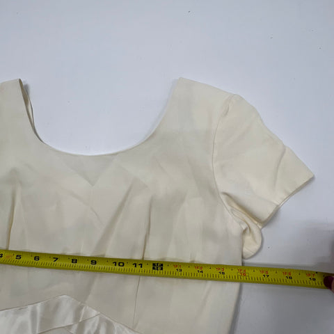 Vintage Y2K Jeffrey & Dara Cream Lattice Back Maxi Evening Gown Dress Womens 8