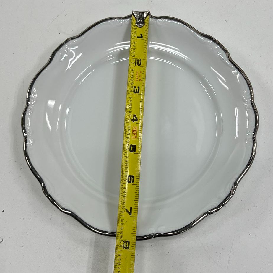 Vintage Johann Haviland Platinum Baroque Salad Plates Set of 12 Bavaria China