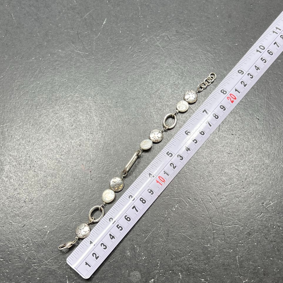 Artisan Sterling Silver Freshwater Coin Pearl Bracelet Modernist 8 Inch 16.87g