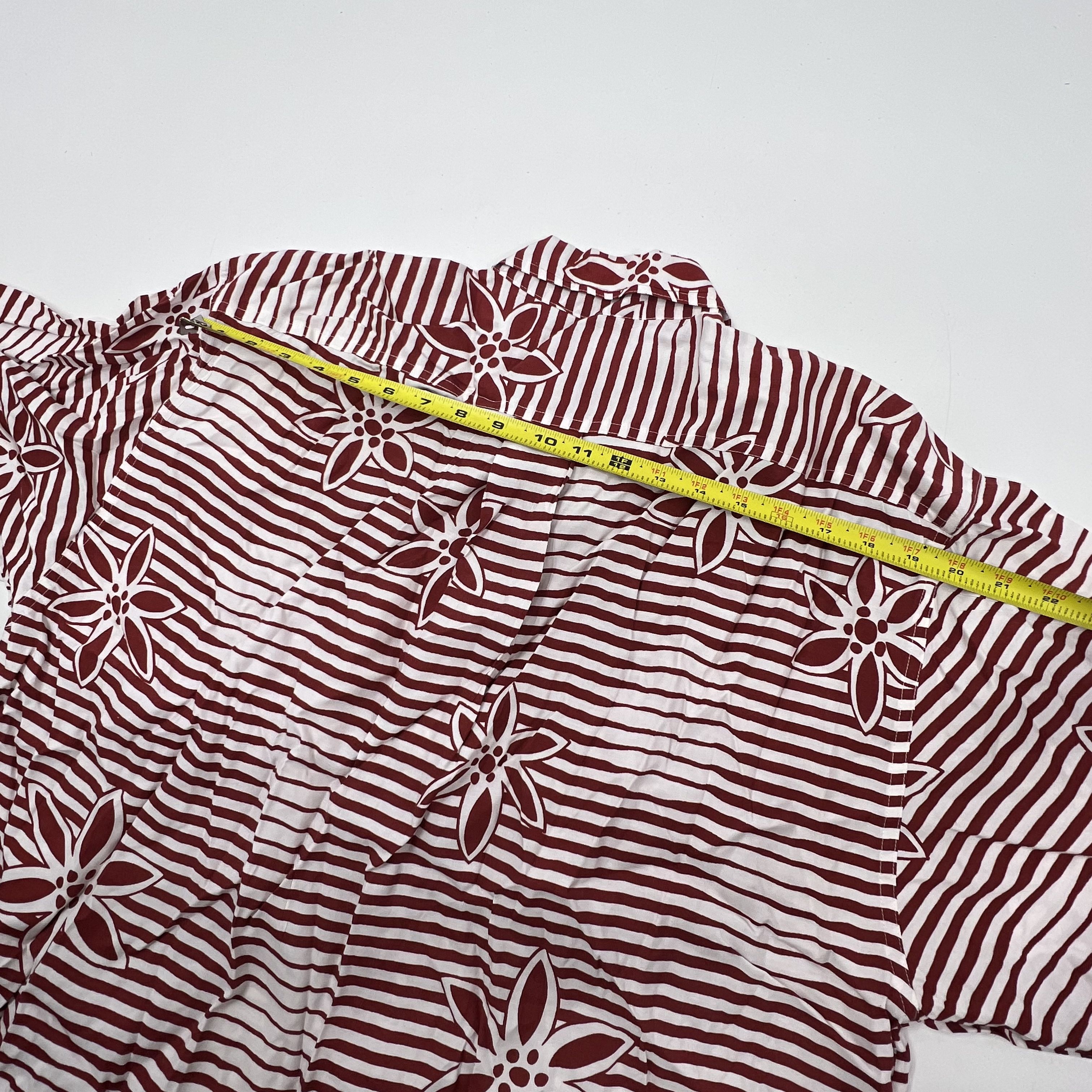 Vintage 90s Tommy Bahama Floral Stripe Hawaiian Camp Shirt Button Up Rayon Sz L
