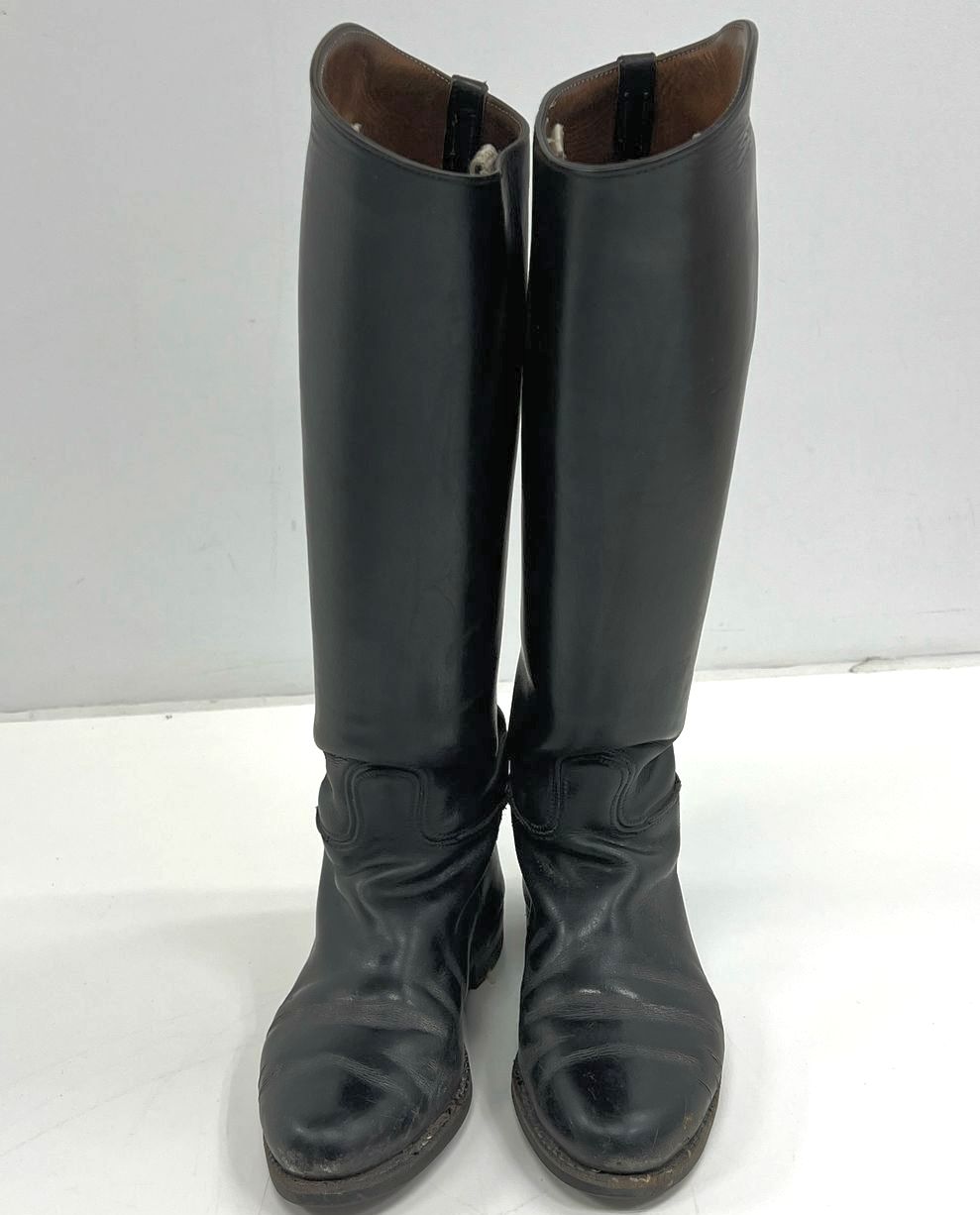 LB Vibram Black Leather Boots In Blue Sherpa Lined Travel Bag